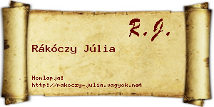 Rákóczy Júlia névjegykártya